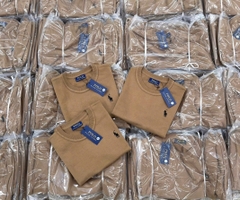 A515-Áo len cộc tay dệt kim màu nâu thêu ngựa mẫu mới 2026