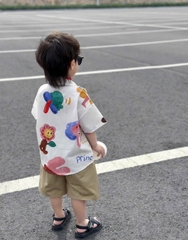 BT480- Bộ sơ mi đũi CAM Xanh mix quần kaki bé trai