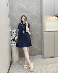 🌿Dam175- Váy Polo Suông 2 Màu Basic thêu tag