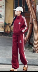 set827- Set nỉ hai da ADD màu đỏ khoá kéo