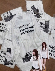a662-Áo thun giấy trắng dài i want you