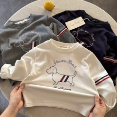 cb415- Combo 3 áo nỉ lông in Cún màu trắng-be-than