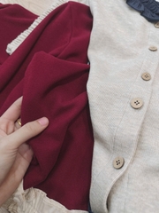 SET440-Set đồ mặc nhà nữ len thỏ viền bèo 2 màu nâu đỏ