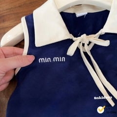 BT853- Bộ than bé gái viền be chất cotton CV có lót thêu chữ