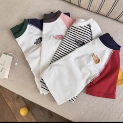 CB401-Combo 4 áo thun trẻ em TNF phối màu thêu ngực