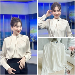 ✨A218- ÁO SƠ MI LỤA TRẮNG CỔ CÁCH ĐIỆU DÀI TAY