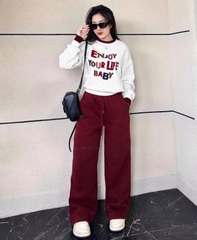 set856- Set chữ nỉ hai da phối quần đỏ viền