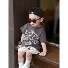 🧡🧡 BT524- Bộ áo TƠ nhện màu xám mix quần trắng hoạ tiết in