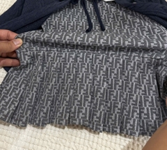 Setkid03- Set áo than mix đầm kẻ zic zắc bé gái hàng thiết kế