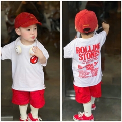 BT312- Bộ ROOLING đỏ trắng bé trái chất cotton xược mix quần cua