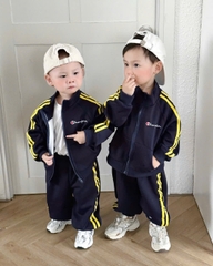 Bt761- Bọ Cham thêu viền sọc 3 màu chất nỉ haida khoá trước