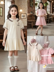 Bt831- Đầm polo xếp ly chân bé trai thêu thỏ