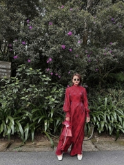 ☘️SET392- SET ÁO DÀI CHỮ TAY BỒNG CÚC BỌC🌺