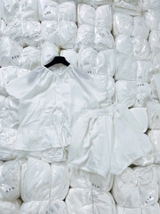 SET654-Set áo đũi trắng nơ lưng phối quần short 2 lớp