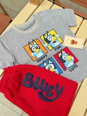 BT334-Bộ áo cotton HAPPY FUN mix quần cua đỏ bé trai