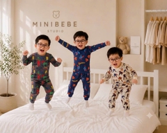 BT1058- Có,bố 3 bộ cotton full NHỆN dài tay Minibebe