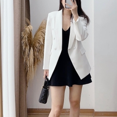 Vest cúc bọc 2 lớp chiết eo cúc bọc 3 màu có đệm vai