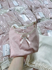 Set492- Set áo len mongtoghi hồng mix quần lien chân ren màu b e