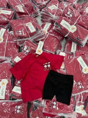 Bt814- Bộ áo thun đỏ cộc Coleman phối quần cộc đen