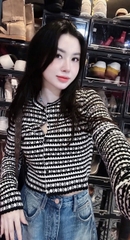 A411- Áo len CDG quảng châu hoạ tiết đen trắng