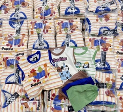 BT996- Combo 3 bộ cộc kẻ ngang chay viền chất cotton