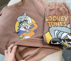 BN189-Bộ nỉ bông THỎ TAI DÀI màu nâu bé trai VNXK