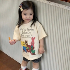 BT905-Bộ áo thun cộc tay phối quần legging da báo cho bé gái 9-24kg