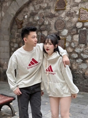 A172- Áo nỉ nữ, áo hoodies nữ có mũ màu be dáng rộng