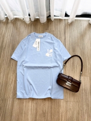 A580-Áo thun suông xanh dương họa tiết trắng