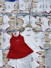 CB365- Combo 2 váy 2 dây bé gái Cazi trắng đỏ chất cotton mát