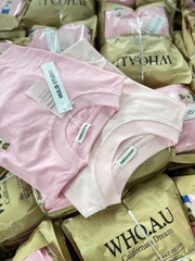 A549-Set 2 áo thun cộc tay thêu gấu hồng nổi bật vải cotton mềm mịn