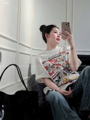 A391- Áp thun mẹ con in đỏ trắng chất mát