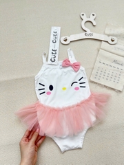 Bt552- Bộ bơi kitty chân voan màu trắng bé gái