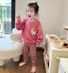 BN032- Bộ nỉ cái mix legging trẻ em VNXK