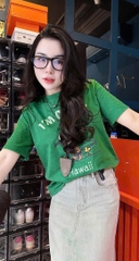 ☘️ A248-ÁO COTTON  XANH LÁ HAWAI I AM GOING☘️