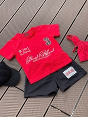 Size đại- BT476- bộ bad số 3 màu đỏ,quần đen bé trai chất cotton mix cua