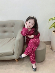 CB034 -Combo 3 bộ hoa dài viền bèo trẻ em VNXK ( Kh lưu ý chọn màu)