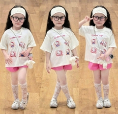 bT563- Bộ kitty trắng hồng chất cotton bé gái