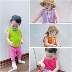 CB246-Combo 4 bộ trơn sắc màu bé gái mix legging chất xip đẹp