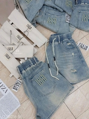 Quan065- Quần short jeans thêu miu miu chất mềm