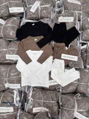 cb417- Combo 3 bộ cotton màu trơn dài tay