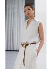 SET578- Set kẻ xanh cộc đính hoa nổi viền ren chân chất kẻ mát