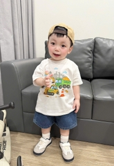 BT852-Combo 3 áo thun cộc tay cotton mềm mát họa tiết oto cho bé trai 9-23kg