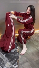 set827- Set nỉ hai da ADD màu đỏ khoá kéo