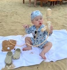 BOI02-Bộ bơi KHỦNG LONG XANH rời bé trai kèm mũ