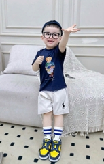 BT175- Bộ cotton mix quần cua RABBIT xanh trắng thêiu