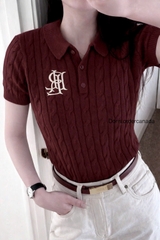 A547- Áo len thừng chữ B màu đỏ rượu full tem cao cấp