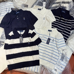 A376-Áo len cộc tay Quảng Châu cổ kẻ thêu gấu 5 màu