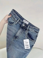 cV011- CN jeans dáng dài màu xanh nhà máy full tem