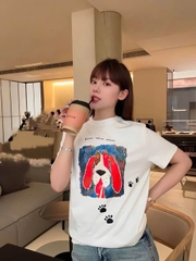 ☘️A180- ÁO PHÔNG ZR CHÓ ĐỎ 2 MÀU ĐEN TRẮNG☘️